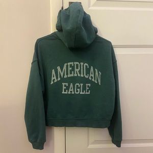 American Eagle green hooded zip up sweater jacket size extra small